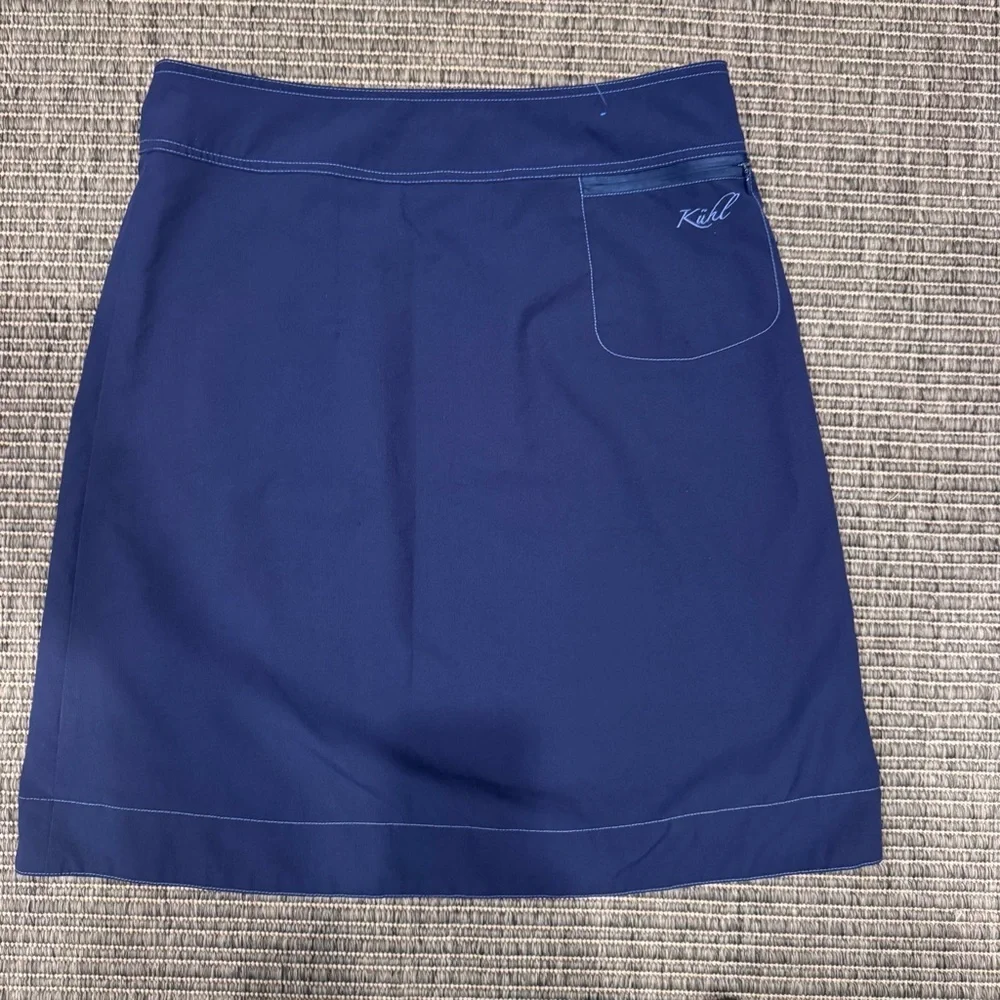Kuhl Navy Wrap Skirt with Contrast Topstitching